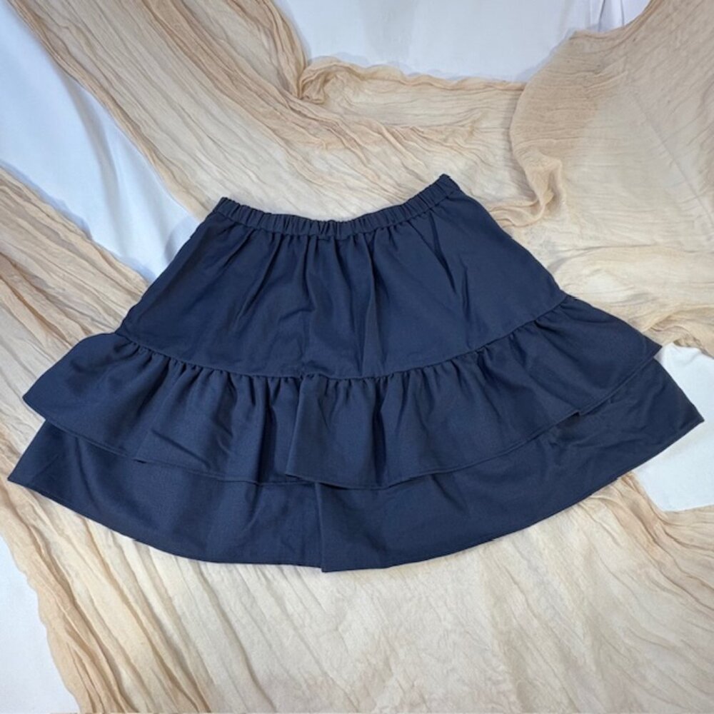 JCrew Womens Navy Double Tiered Ruffle Lined Skirt Size 2P - Picture 2 of 10